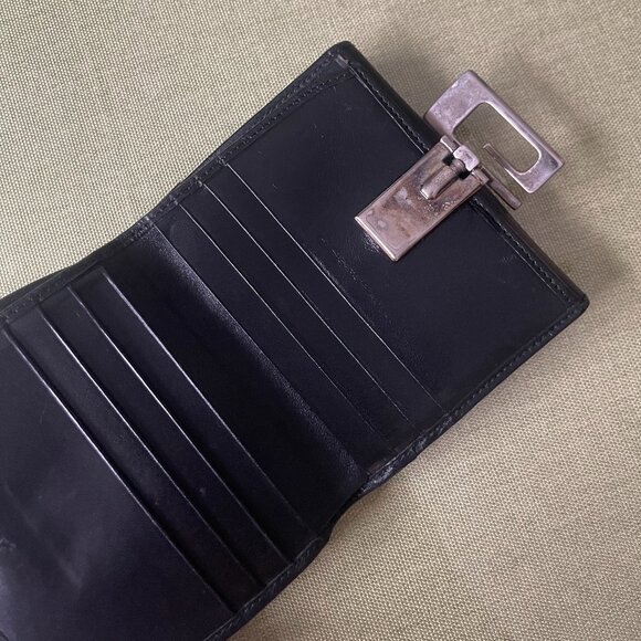 Gucci Black Leather Wallet with Silver G Clasp – Vintage Authentic - Picture 8 of 11